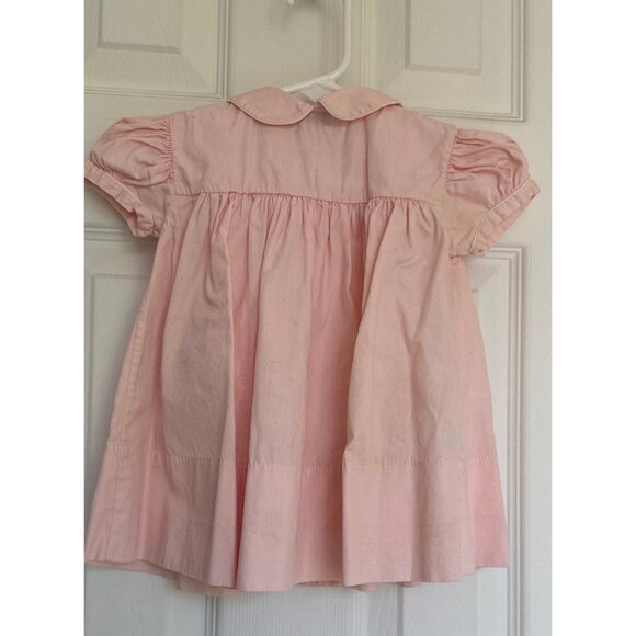 Vtg Pink Baby Dress 1950s Hand Made Philippines Size 18 Months Emboidered Flower - Picture 9 of 10